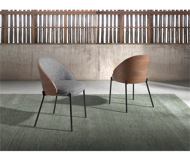 ANGEL CERDA Silla tela gris y nogal Nogal