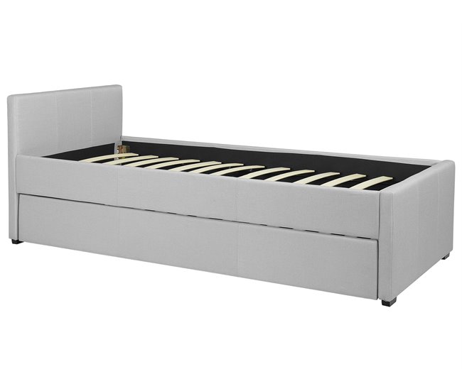 Beliani Cama con somier Poliéster MARMANDE 96x214 Azul Marino