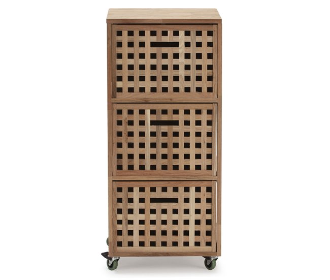 Mueble de baño Bukit 3 cajones con ruedas Madera