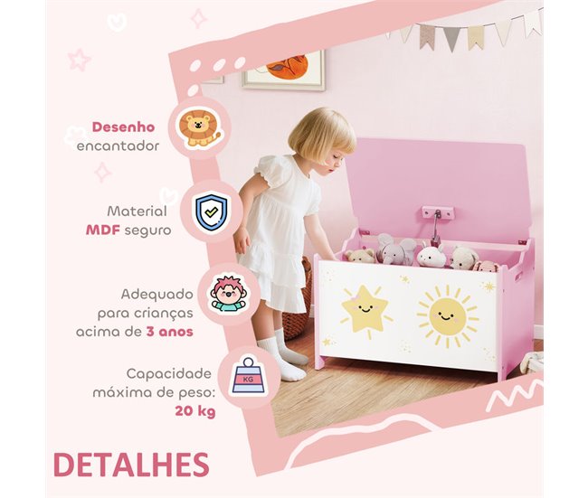 Caja Almacenaje Infantil MDF AIYAPLAY 60 Rosa