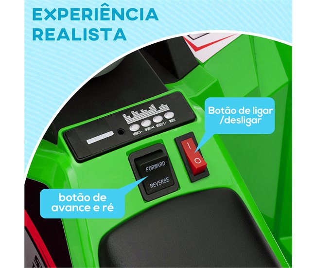 Quad Eléctrico Infantil PP, Metal HOMCOM Verde