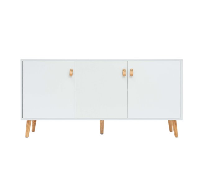 Aparador Anzio con 3 Puertas y Patas de Pino Blanco/ Madera