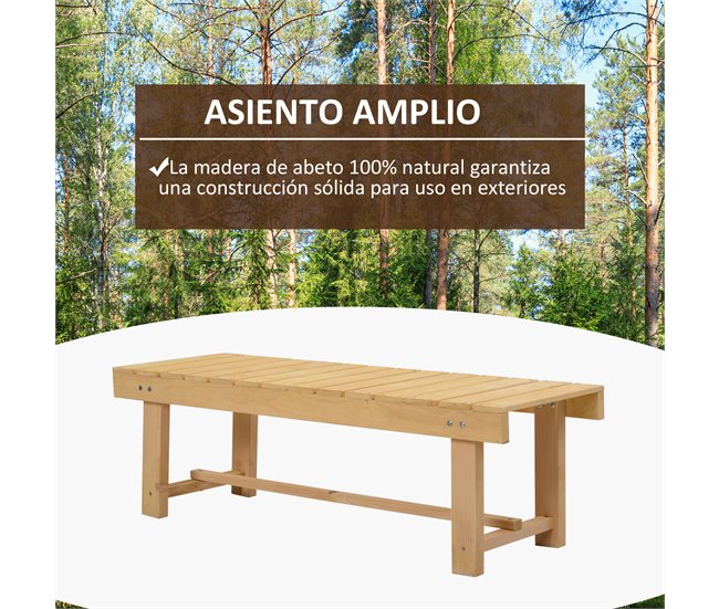Banco de Jardín Madera de Abeto Outsunny Natural