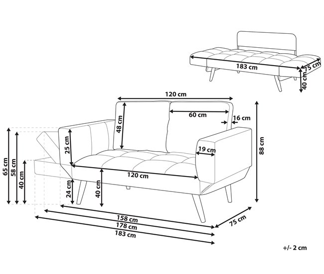 Beliani Sofá de 2 plazas Poliéster BREKKE Azul Marino