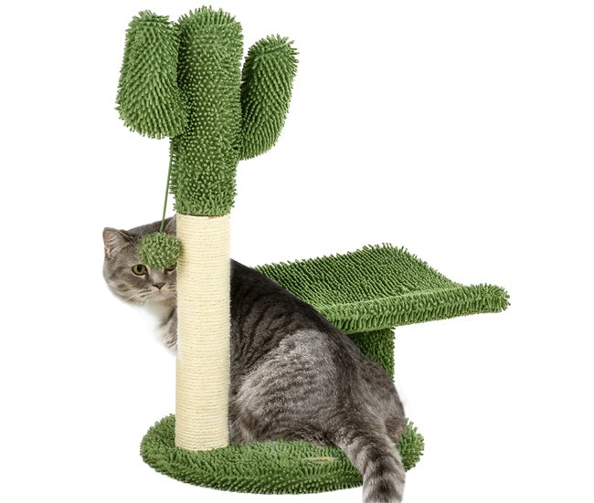 Árbol para Gatos Aglomerado de Madera, Chenilla, Sisal, Algodón Verde