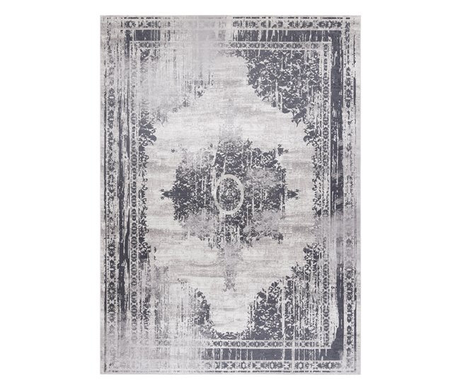 Alfombra lavable ANDRE 1187 Ornamento vintage 120x170 Gris