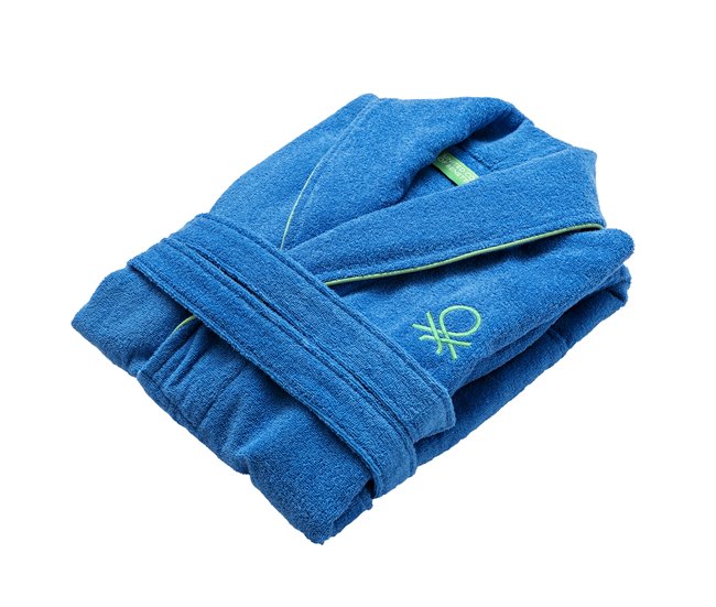 Albornoz benetton 360 gsm 100% algodón Azul