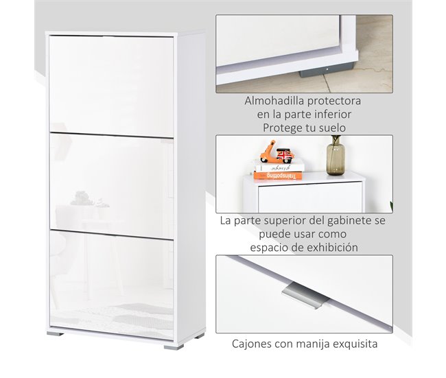 Armario de Zapatos MDF y Plásctico HOMCOM 60 Blanco