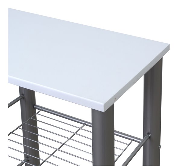 Conjunto barra y 2 taburetes de bar MALACCA II Blanco/ Plateado