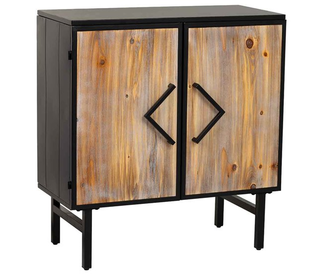 Aparador de metal y madera 2 puertas Negro