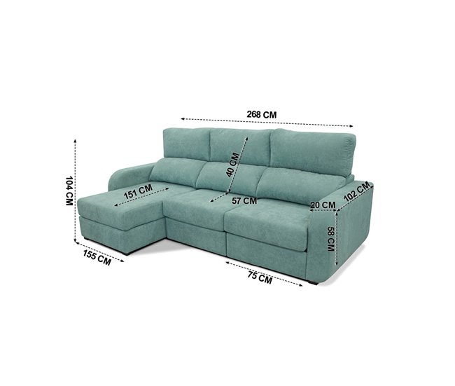 Chaise longue convertible en cama tela APRIL Verde