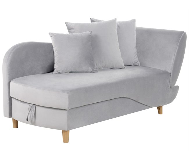 Beliani Chaise longue Terciopelo MERI Gris Claro