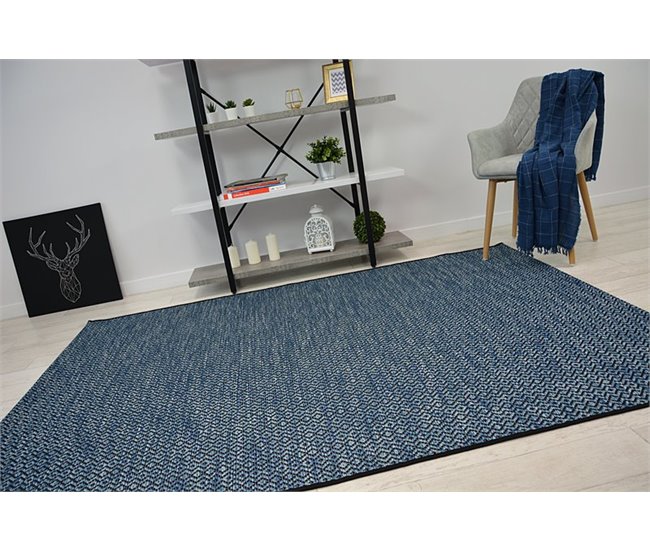 Alfombra de cuerda sisal LOFT 21144 Diamantes Zigzag 200x290 Azul