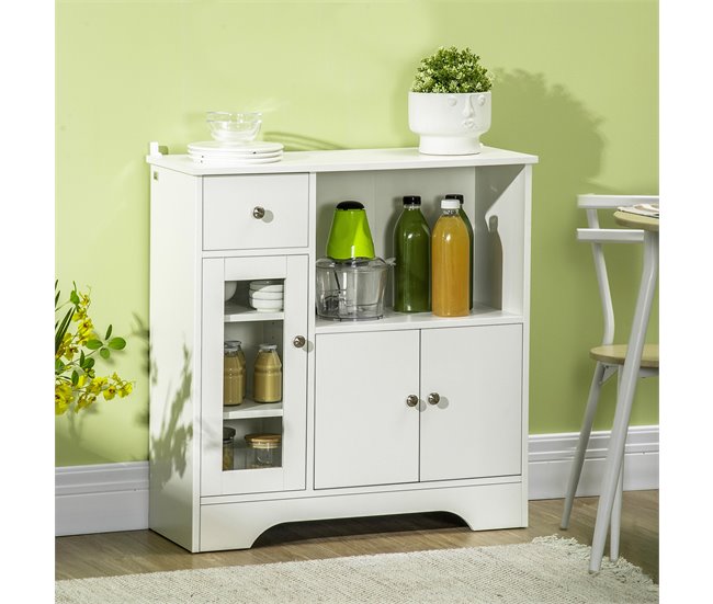 Aparador de Cocina Melamina de Madera HOMCOM, hogar - cocina 80 Blanco
