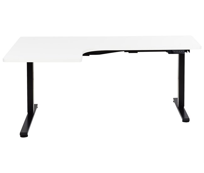 Beliani Escritorio ajustable DESTINES 160x109 Blanco/ Negro