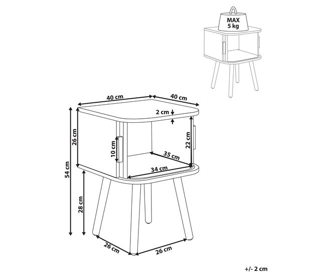 Beliani Mesa auxiliar SELAH Madera Clara