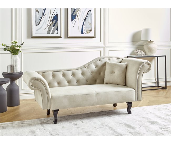 Beliani Chaise longue derecho Terciopelo LATTES Beige