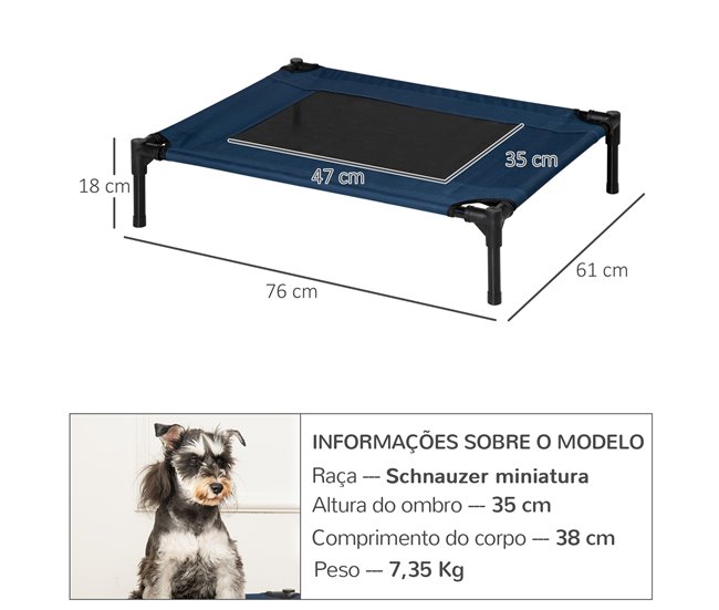 Cama Elevada para Mascotas Acero, Tela Oxford PawHut Azul
