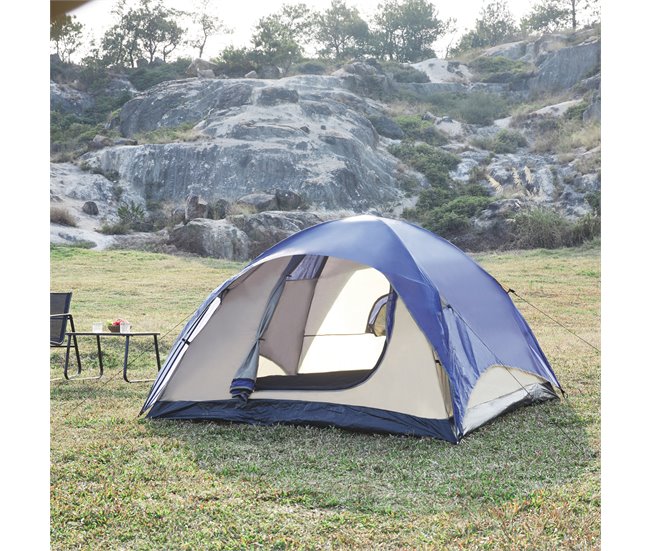 Tienda de campaña Bergeijk doble techo poliéster [pro.tec] 213x213 Azul