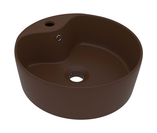 Lavabo lujoso con rebosadero cerámica Marron