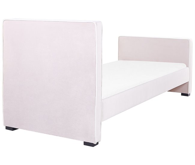 Beliani Cama con somier Terciopelo TEENIE Rosa Talco