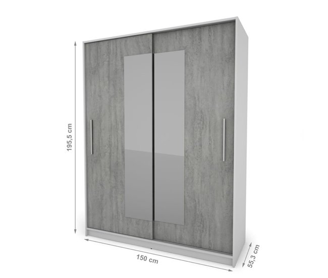 Armario ELEGANZA puertas correderas con espejo 150x195cm Blanco