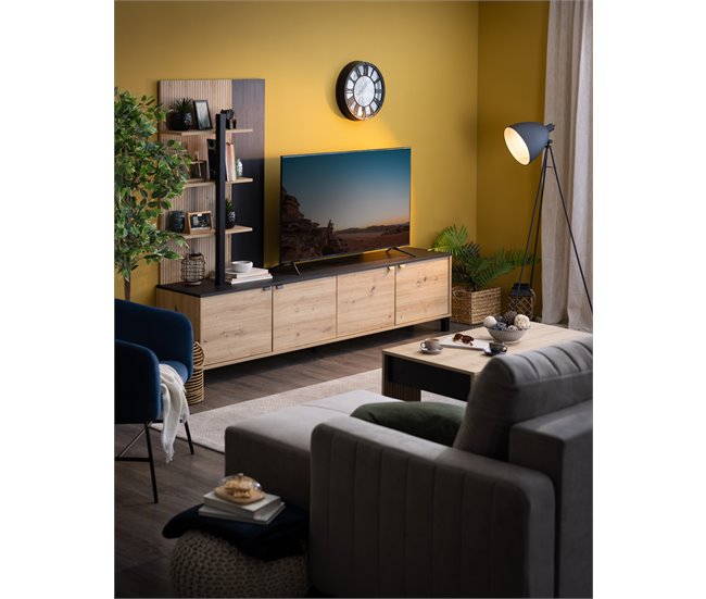 Compacto tv 208 cm negro y roble BELGRADO Negro/ Madera