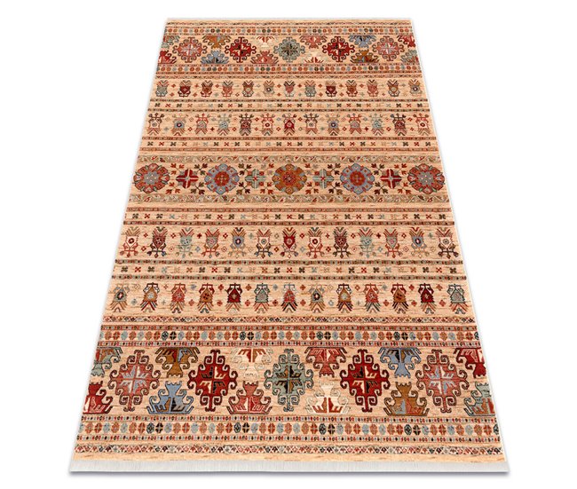 Alfombra KESHAN franjas oriental 7684/53555 200x290 Beige
