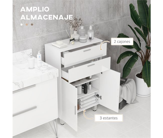 Mueble Auxiliar Baño Melamina de Madera kleankin Blanco