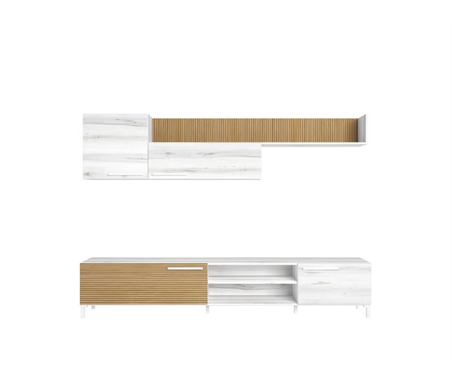 Compacto tv ONTARIO 240cm Blanco/ Madera