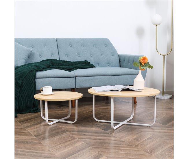 Mesitas de Café MDF, Metal HOMCOM, hogar - muebles de salón 65x65 Multicolor