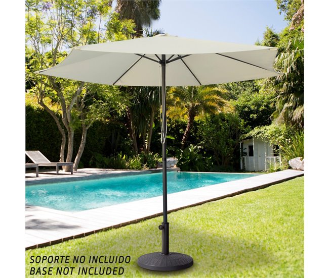 Sombrilla para jardín hexagonal Ø300 cm c/sistema de doble polea Aktive Crema