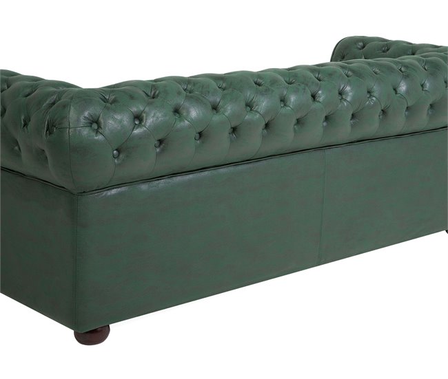 Beliani Sofá de 3 plazas Piel CHESTERFIELD Beige