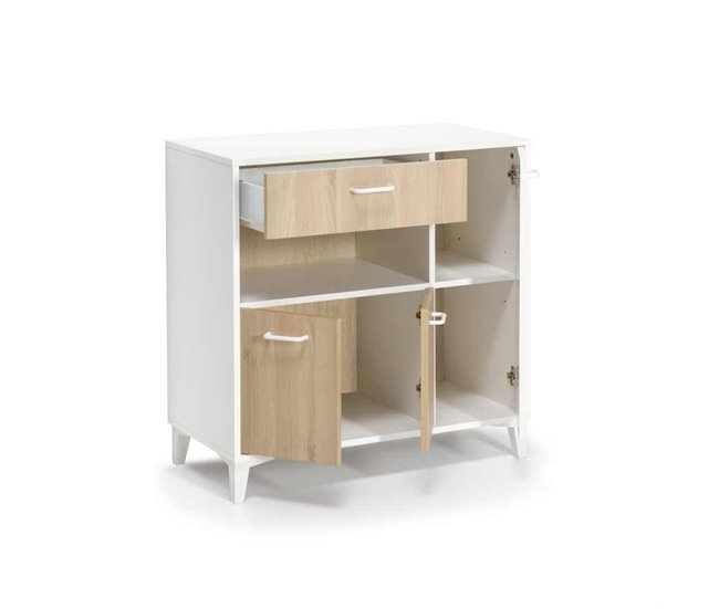 Mueble Microondas FRESH DMF 2 Puertas roble y blanco Blanco/ Madera