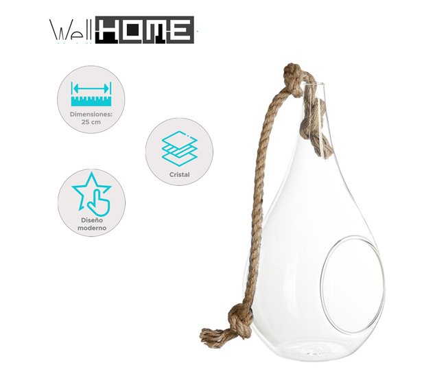 Well Home Gota de vidrio + cuerda H25 Transparente