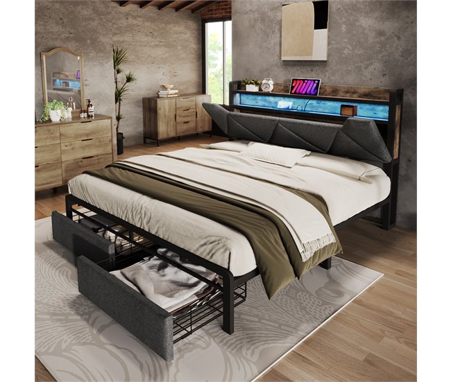 Camas de matrimonio 161x217 Gris