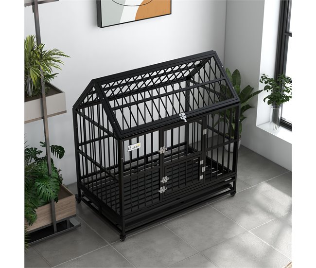Jaula para Perros Acero PawHut, mascotas - accesorios para perros Negro