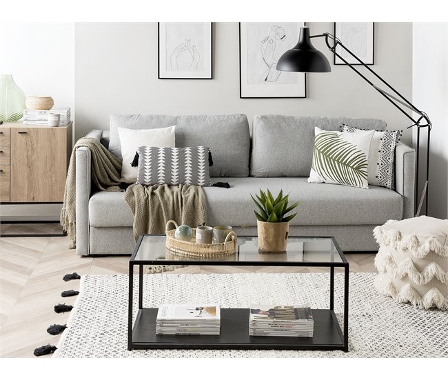 Beliani Sofá de 3 plazas Poliéster EKSJO Gris Claro