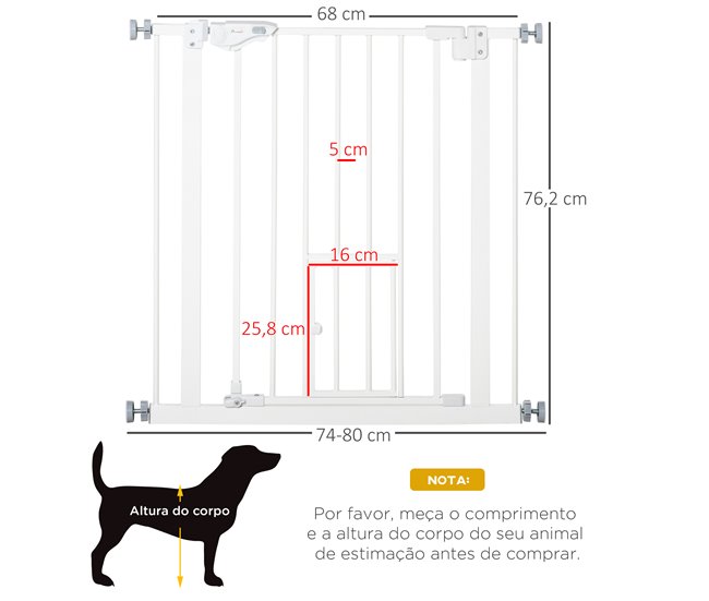 Barrera de Seguridad de Perros Acero y Plástico PawHut Blanco