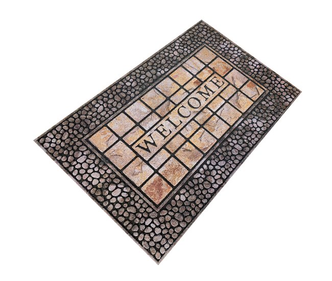 Acomoda Textil – Felpudo de Entrada, Alfombra Rectangular de Goma Gris