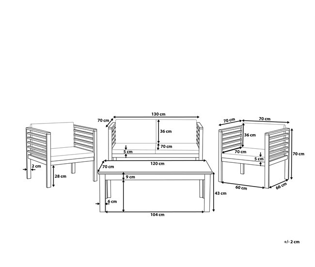 Beliani Conjunto de jardín Madera de acacia PACIFIC Marron