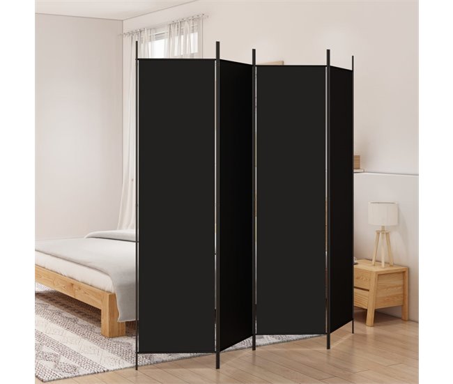 Biombo - Separador Divisor de 4 paneles Negro