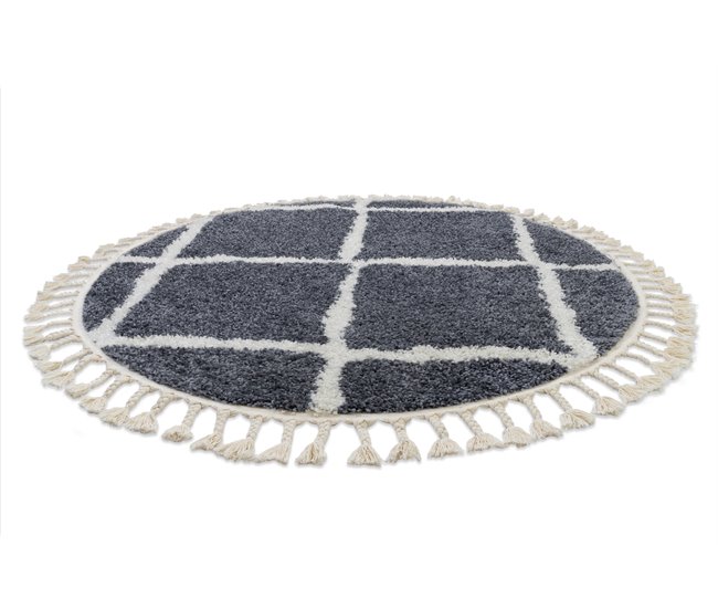 Alfombra BERBER Cuadriculado B5950 Franjas Bereber Marroquí 120x120 Gris
