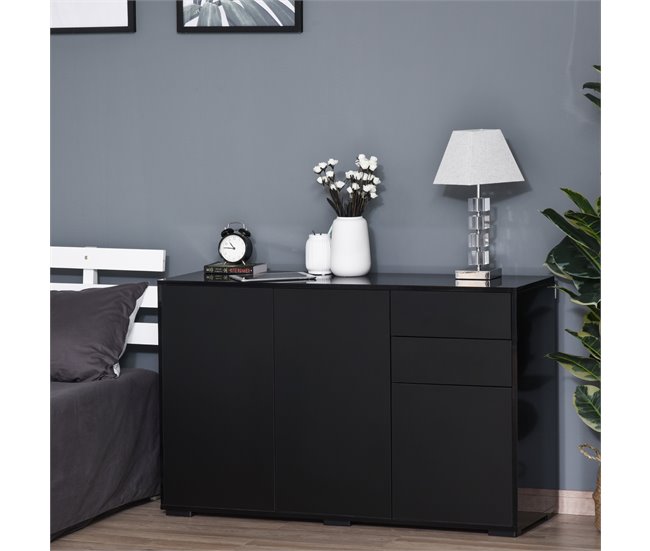 Aparador de Salón Melamina de Madera HOMCOM Negro