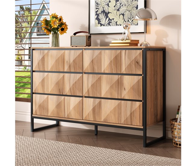 Cómoda doble con 6 cajónes Natural