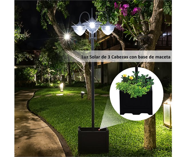 Farol de Jardín PP, ABS, Acero Inoxidable, Aleación de Aluminio Negro
