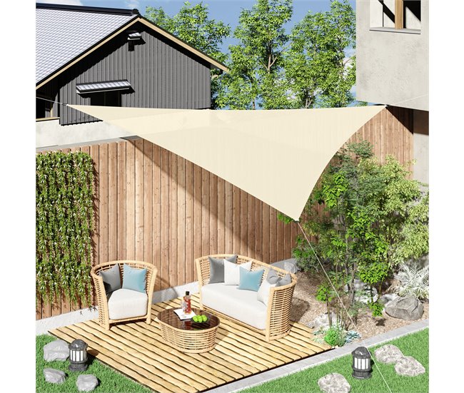 Toldo Vela Triangular PE Outsunny 300x300 Beige