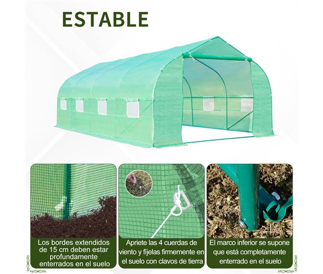 Invernadero de Jardín Acero, PE Outsunny Verde