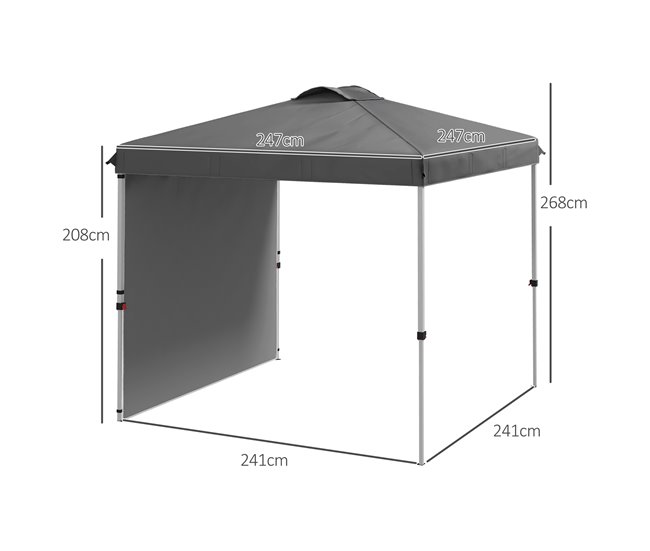 Carpa Plegable Acero, Tela Oxford Gris