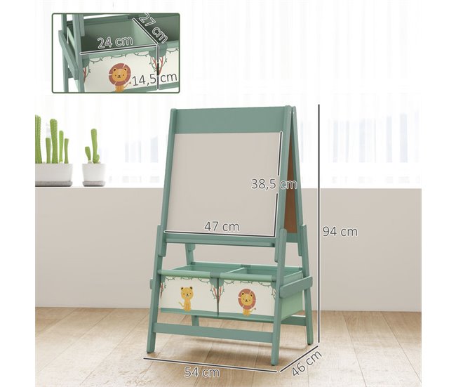 Caballete Infantil MDF, Madera de Pino AIYAPLAY Verde